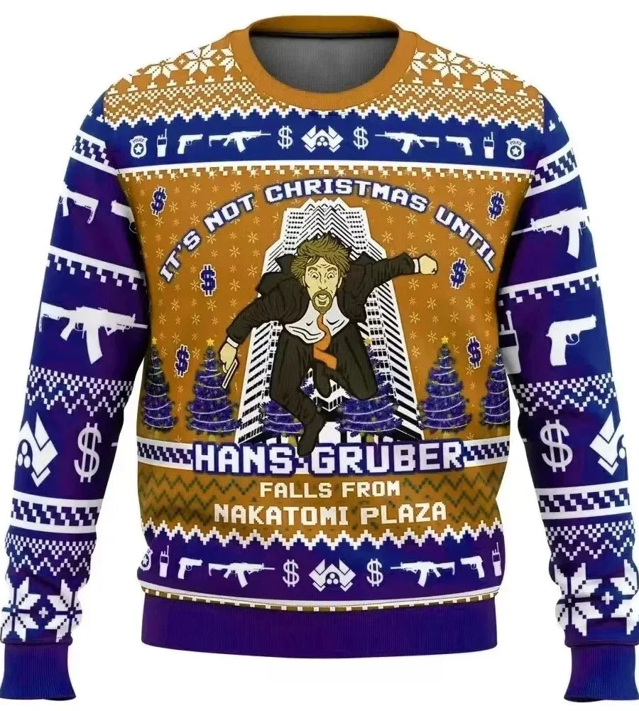 Hans Gruber Purple Christmas Jumper